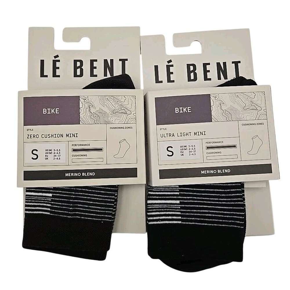 Le Bent SMALL Ultra Light Mini 2-Pack Performance Bike Merino Blend Zero Cusion‎